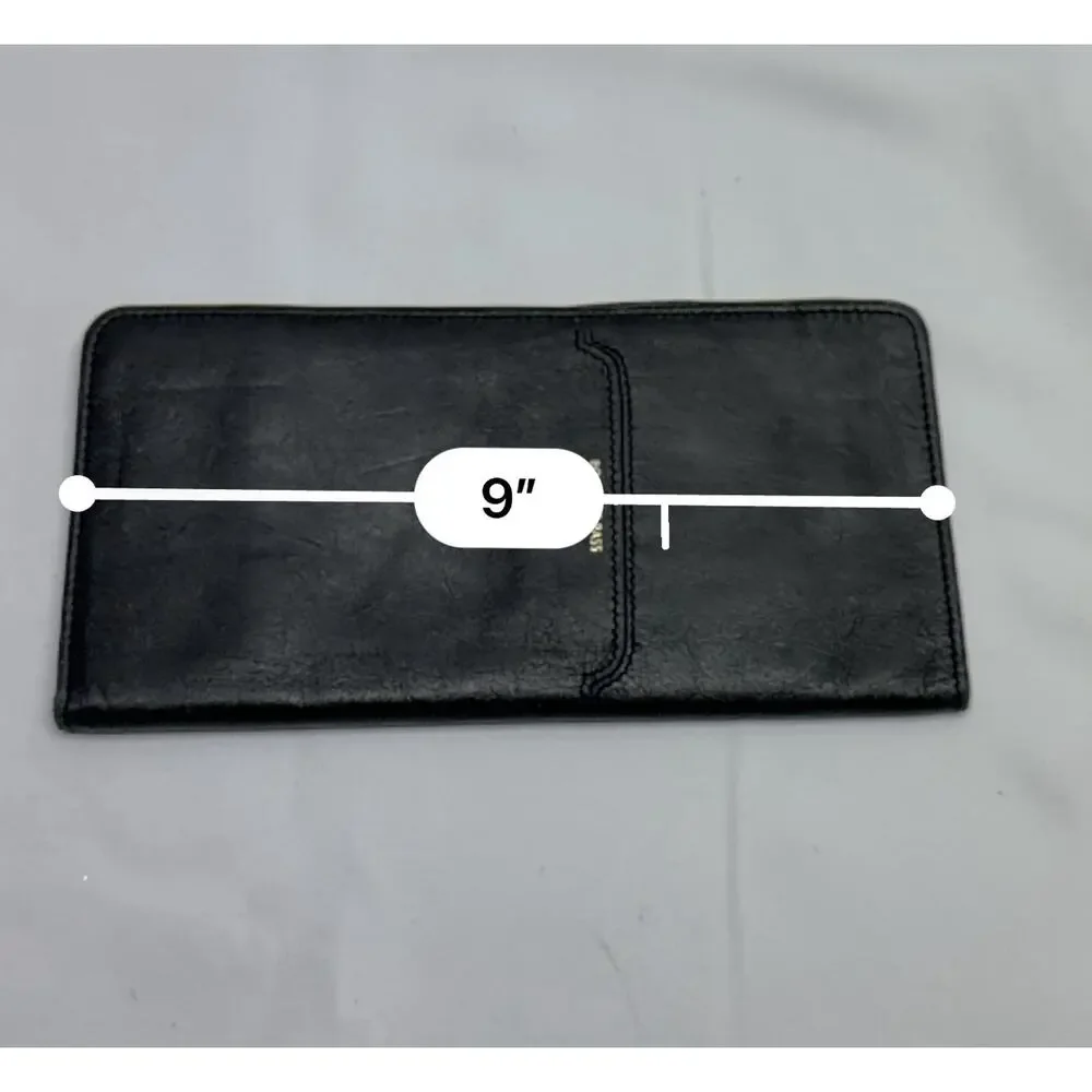 Winn International Lamb Leather Passport Travel Wallet Boarding Pass Black